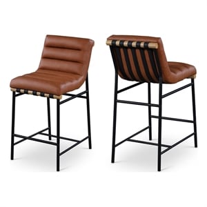 Meridian Furniture Burke Cognac Vegan Leather Counter Stool
