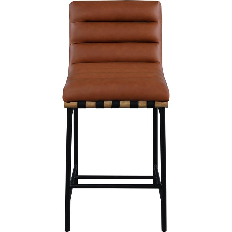 Meridian Furniture Burke Cognac Faux Leather Counter Stool
