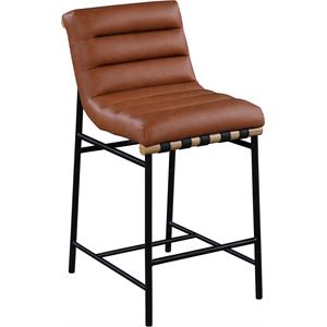burke cognac faux leather counter stool