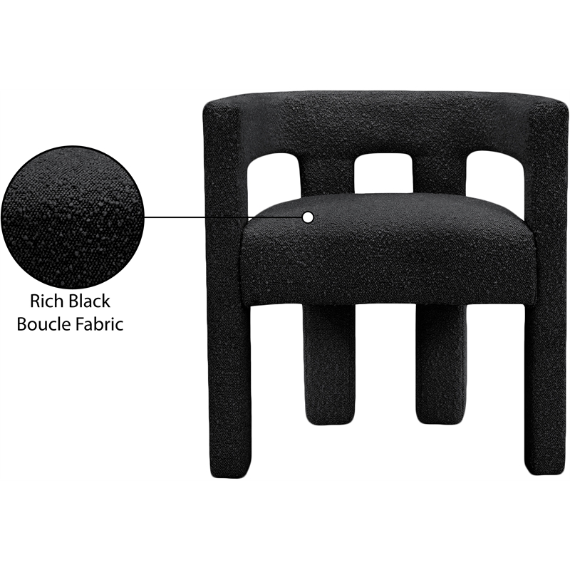 Meridian Furniture Athena Black Boucle Fabric Accent/Dining Chair