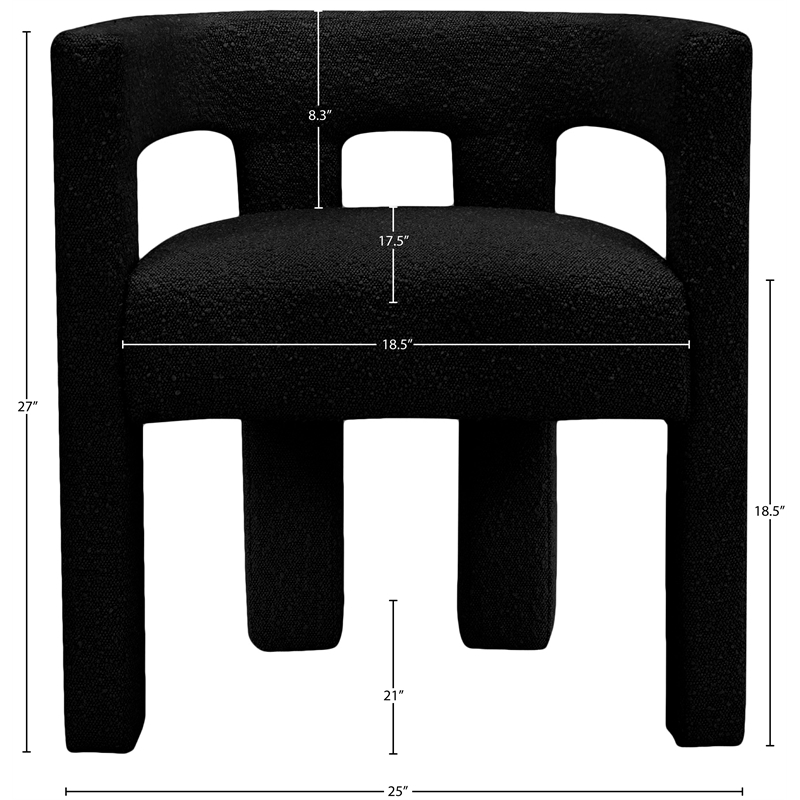 Meridian Furniture Athena Black Boucle Fabric Accent/Dining Chair