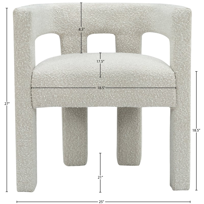 Meridian Furniture Athena Cream Boucle Fabric Accent/Dining Chair