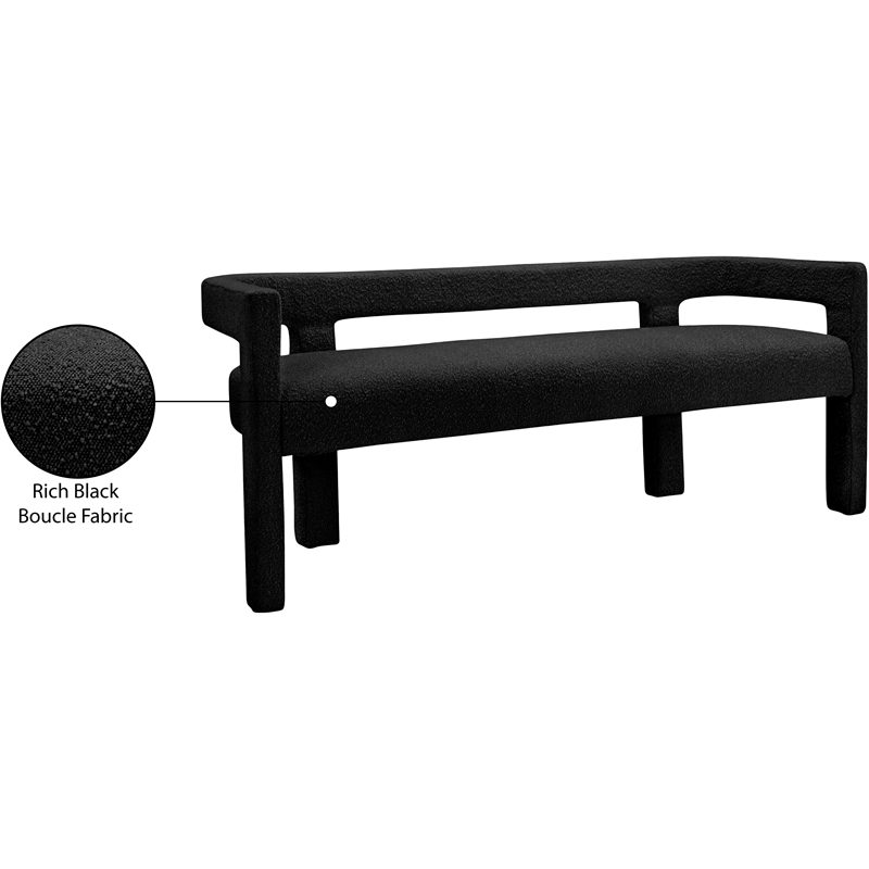 Meridian Furniture Athena Black Boucle Fabric Bench