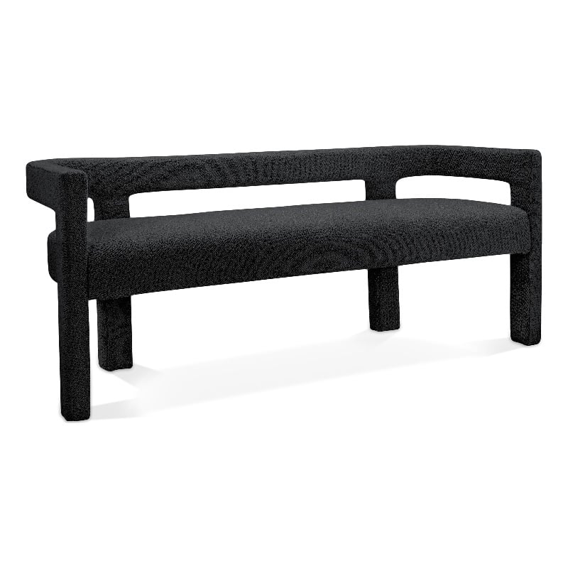 Meridian Furniture Athena Black Boucle Fabric Bench