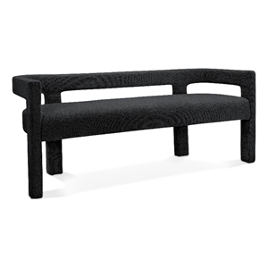 Meridian Furniture Athena Black Boucle Fabric Bench