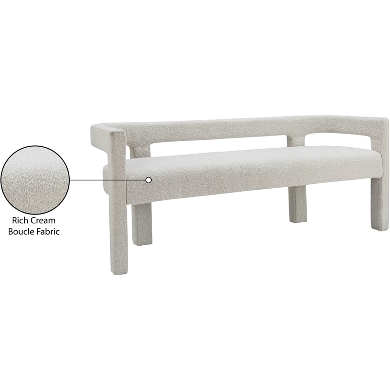 Meridian Furniture Athena Cream Boucle Fabric Bench