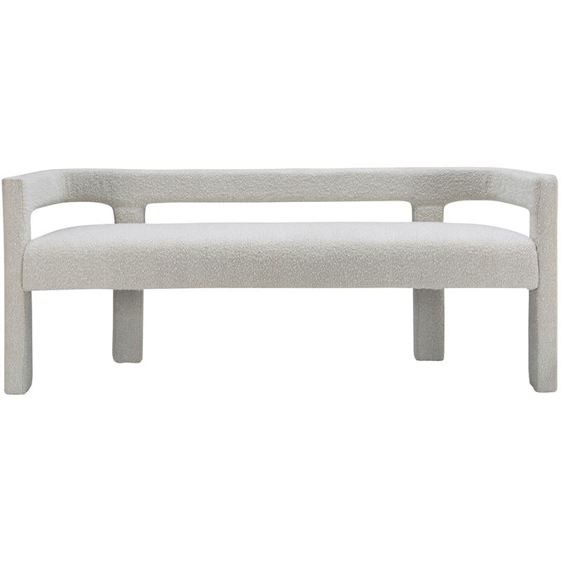 Meridian Furniture Athena Cream Boucle Fabric Bench