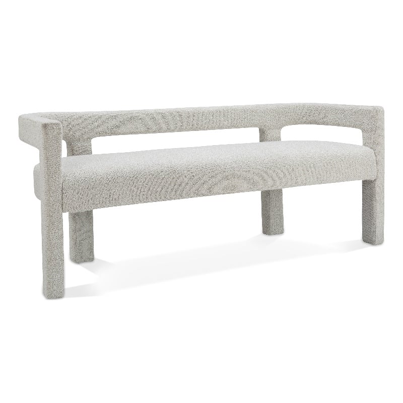 Meridian Furniture Athena Cream Boucle Fabric Bench