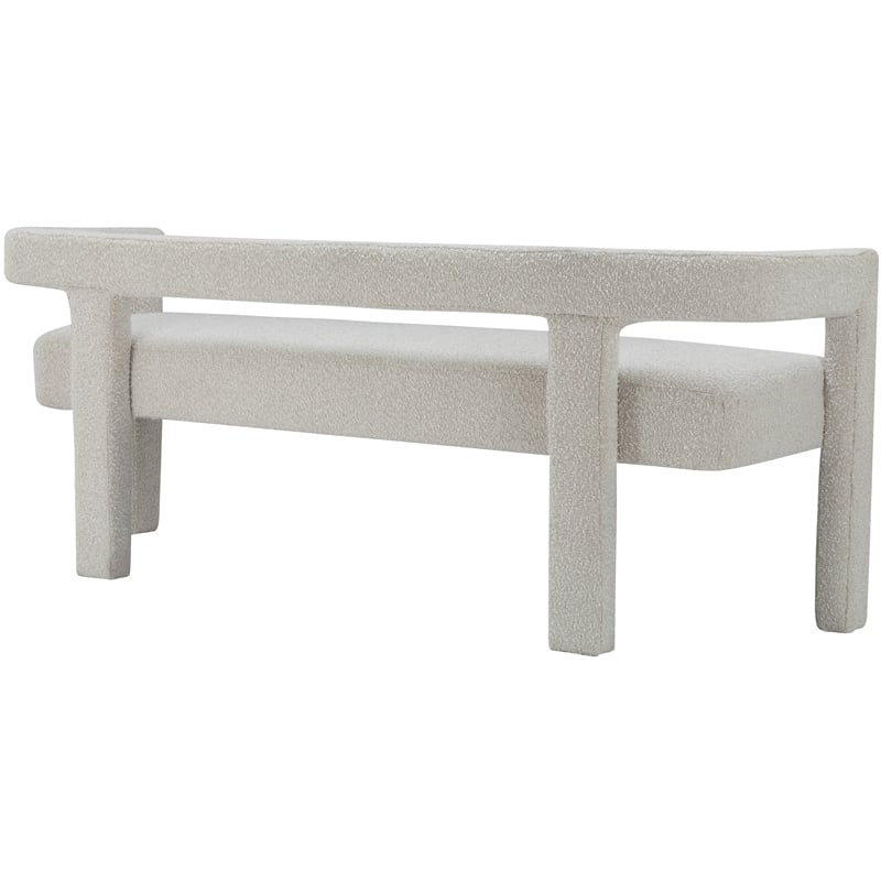 Meridian Furniture Athena Cream Boucle Fabric Bench