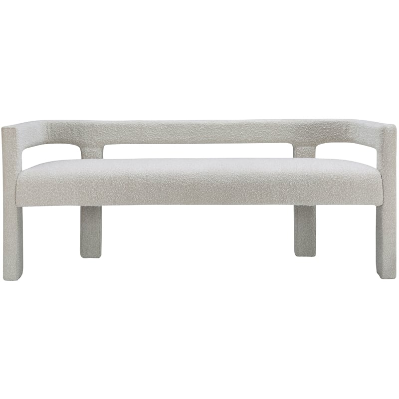 Meridian Furniture Athena Cream Boucle Fabric Bench