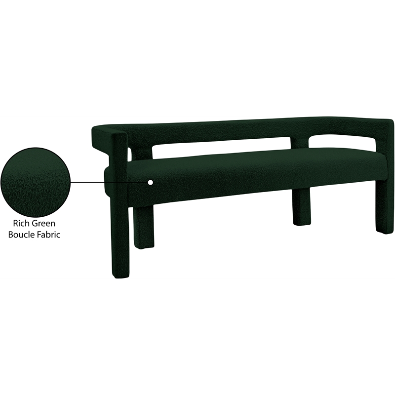 Meridian Furniture Athena Green Boucle Fabric Bench