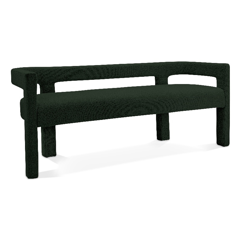 Meridian Furniture Athena Green Boucle Fabric Bench
