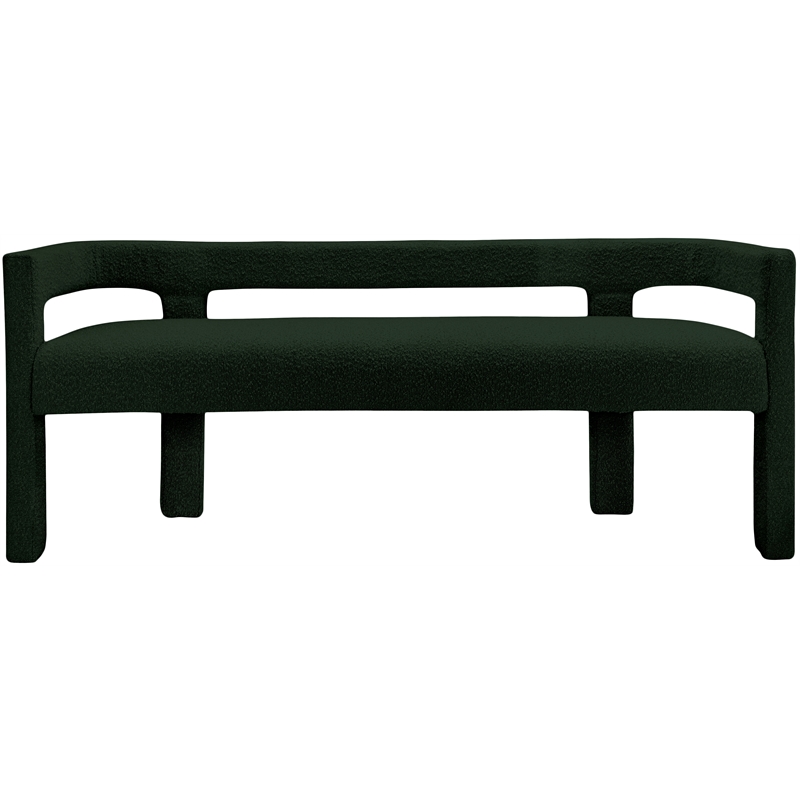 Meridian Furniture Athena Green Boucle Fabric Bench
