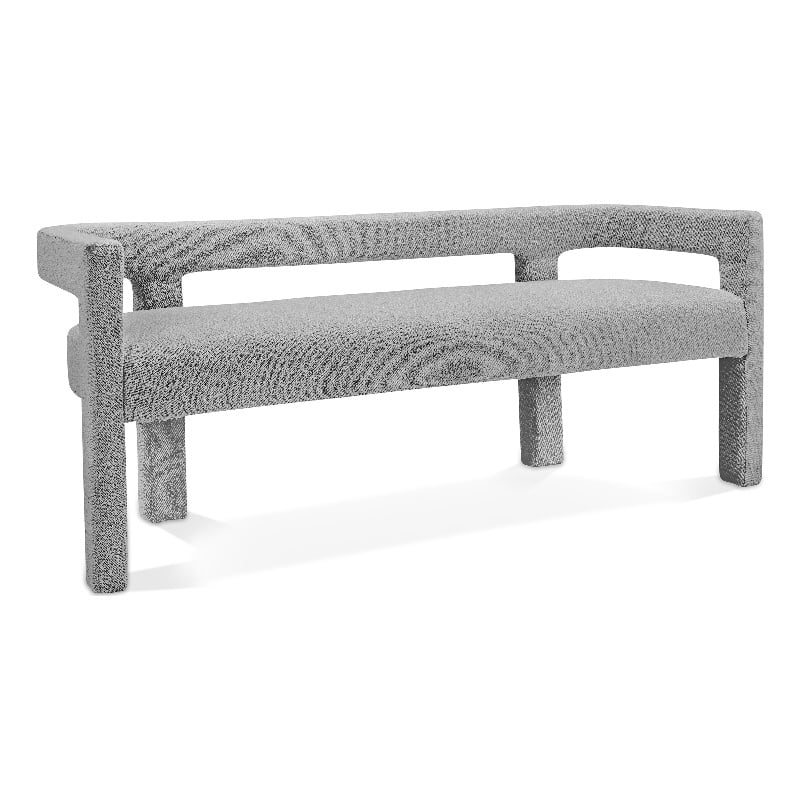 Meridian Furniture Athena Grey Boucle Fabric Bench