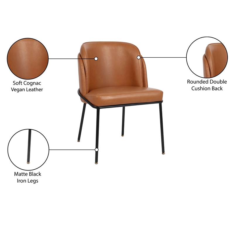 Meridian Furniture Jagger Cognac Vegan Leather Dining Chair (Set of 2)