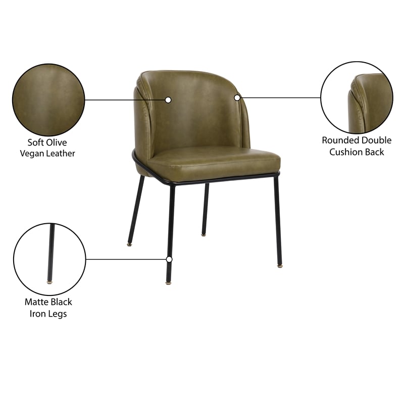 Meridian Furniture Jagger Olive Vegan Leather Dining Chair (Set of 2)