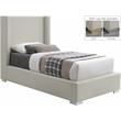 Meridian Furniture Royce Beige Linen Textured Fabric Twin Bed