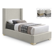 Meridian Furniture Royce Beige Linen Textured Fabric Twin Bed