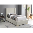 Meridian Furniture Royce Beige Linen Textured Fabric Twin Bed