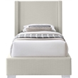 Meridian Furniture Royce Beige Linen Textured Fabric Twin Bed
