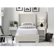 Meridian Furniture Royce Beige Linen Textured Fabric Twin Bed