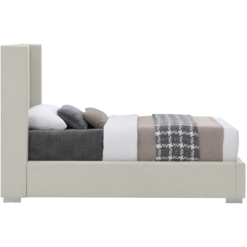 Meridian Furniture Royce Beige Linen Textured Fabric Twin Bed