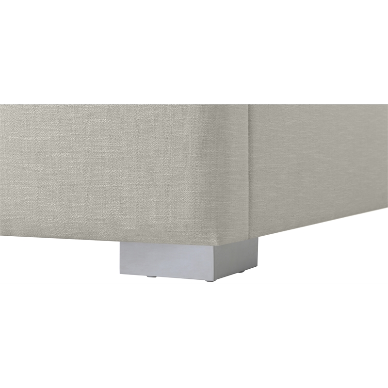 Meridian Furniture Royce Beige Linen Textured Fabric Twin Bed