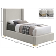 Meridian Furniture Royce Beige Linen Textured Fabric Twin Bed