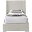 Meridian Furniture Royce Beige Linen Textured Fabric Twin Bed