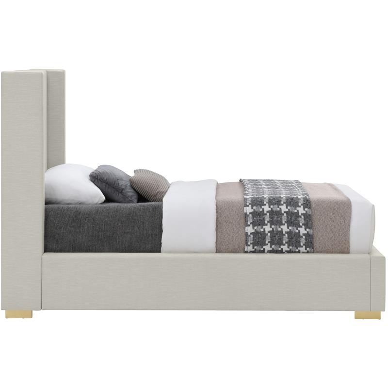 Meridian Furniture Royce Beige Linen Textured Fabric Twin Bed