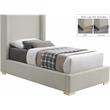Meridian Furniture Royce Beige Linen Textured Fabric Twin Bed