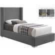 Meridian Furniture Royce Grey Linen Textured Fabric Twin Bed