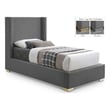 Meridian Furniture Royce Grey Linen Textured Fabric Twin Bed