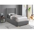 Meridian Furniture Royce Grey Linen Textured Fabric Twin Bed