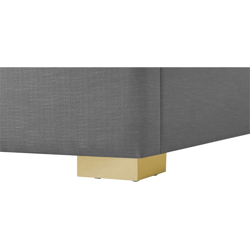 Meridian Furniture Royce Grey Linen Textured Fabric Twin Bed