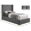 Meridian Furniture Royce Grey Linen Textured Fabric Twin Bed