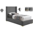 Meridian Furniture Royce Grey Linen Textured Fabric Twin Bed