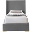 Meridian Furniture Royce Grey Linen Textured Fabric Twin Bed