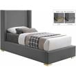 Meridian Furniture Royce Grey Linen Textured Fabric Twin Bed