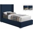 Meridian Furniture Royce Navy Linen Textured Fabric Twin Bed