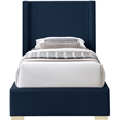 Meridian Furniture Royce Navy Linen Textured Fabric Twin Bed