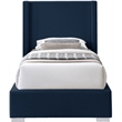 Meridian Furniture Royce Navy Linen Textured Fabric Twin Bed