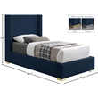 Meridian Furniture Royce Navy Linen Textured Fabric Twin Bed