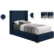 Meridian Furniture Royce Navy Linen Textured Fabric Twin Bed