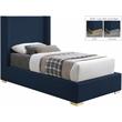 Meridian Furniture Royce Navy Linen Textured Fabric Twin Bed