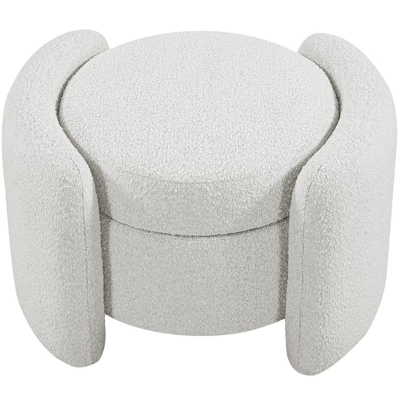 Meridian Furniture Horizon Cream Boucle Fabric Ottoman