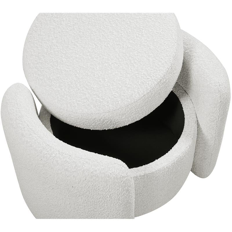 Meridian Furniture Horizon Cream Boucle Fabric Ottoman