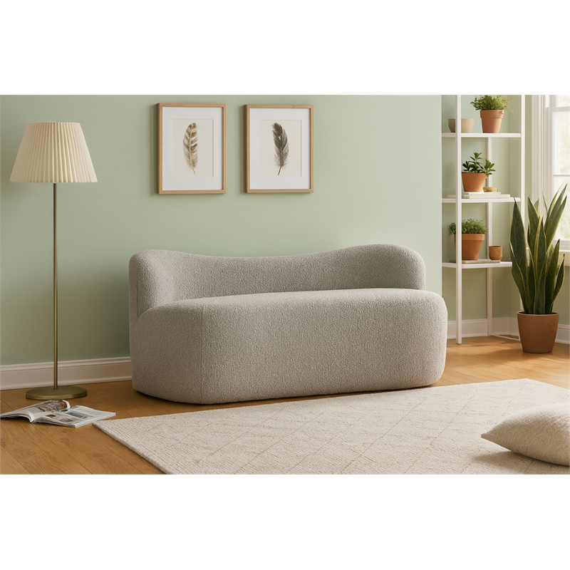 Meridian Furniture Flair Grey Boucle Fabric Bench