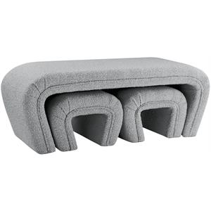 odelia grey boucle fabric bench