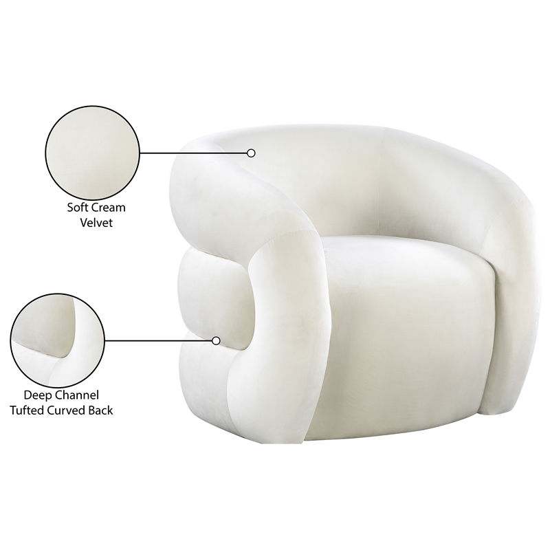 Meridian Furniture Roxbury Cream Velvet Accent Chair